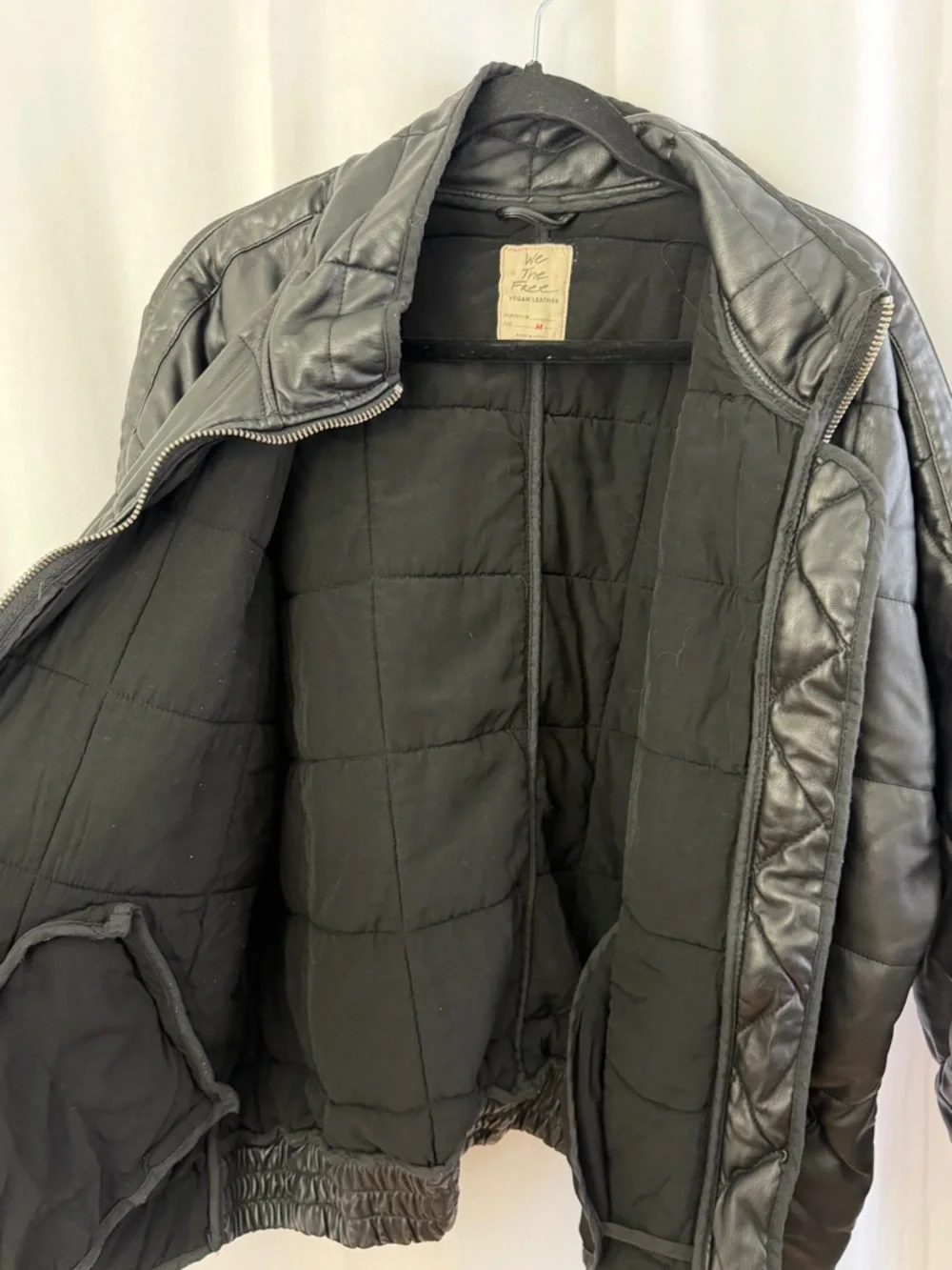 Free People Dolman Black Vegan Leather Quilted Jacket Womens Size Medium - Picture 7 of 9